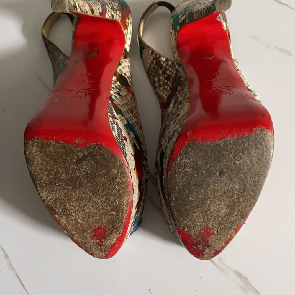 Pre-Owned Multicolor Python Lady Peep Toe Platform - image 2